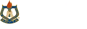 AMTA logo featuring a torch held by a hand, shield, and ribbon, next to the text "AMTA" in a bold, modern font.